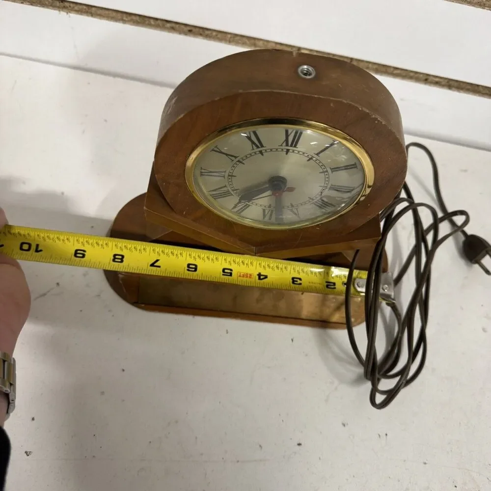 VTG MCM Sessions Electric Table Mantle Clock Wood Made By John D Varble Chicago